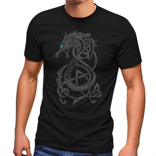 Wolf Fenrir Mythical Creatures Vikings Norse Mythology Odin Mens T-Shirt