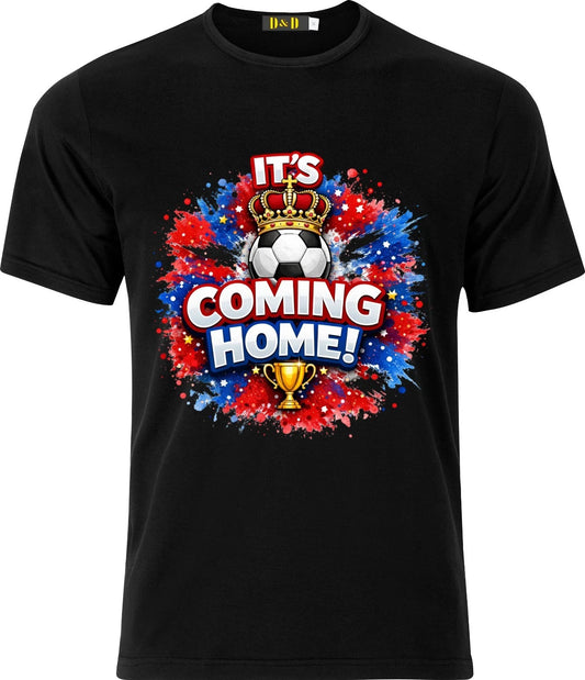 Its Coming Home England Football  Soccer Fan round Neck Short Sleeve  T shirt
