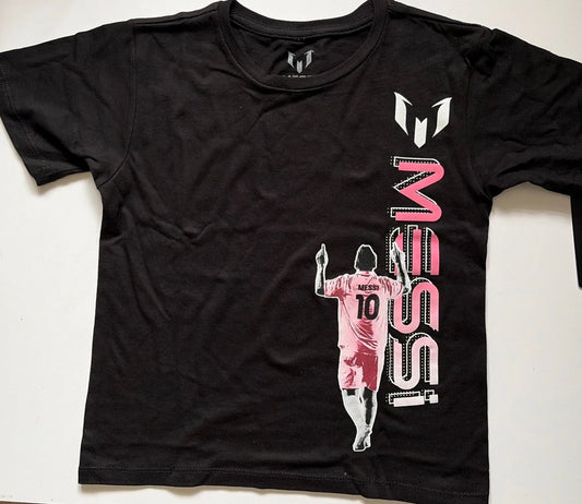 Soccer -Messi Logo Black T-Shirt Size 6 New# With Tags World Cup