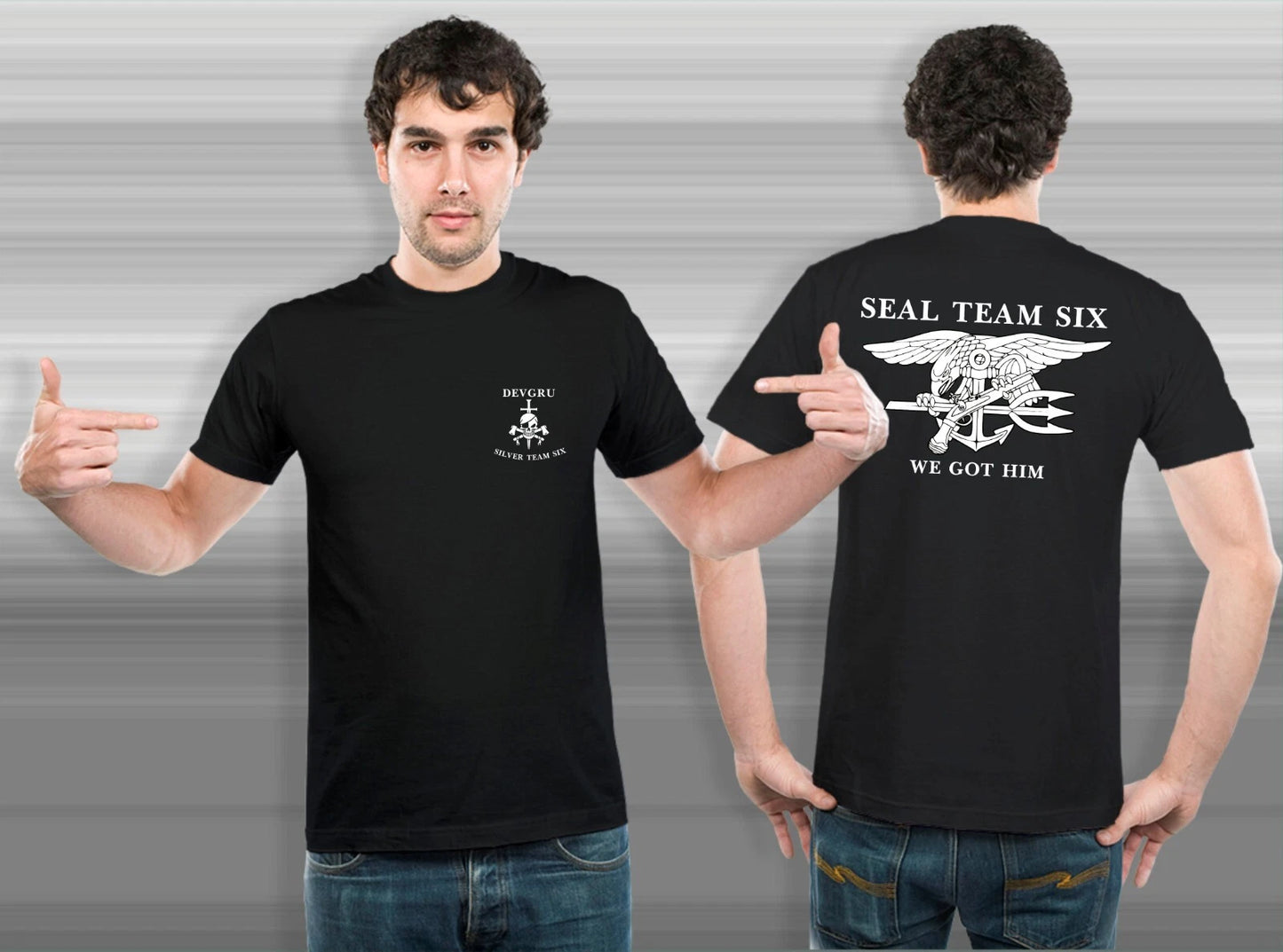 NEW Navy Seal Team 6 Six Devgru Silver Team Black Navy White Custom T-Shirt