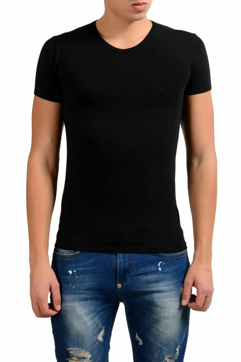 Versace Collection Men's Black Stretch V-Neck Short Sleeve T-Shirt XS S M L XL