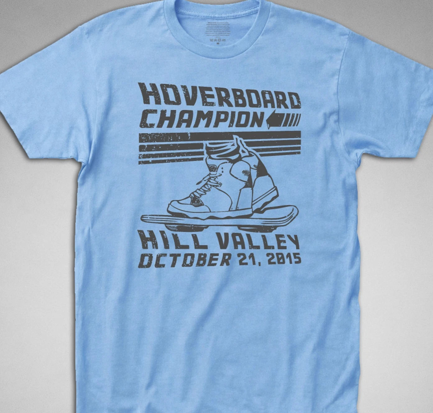Hoverboard Champion T SHIRT back to the future marty mcfly doc hill valley flux