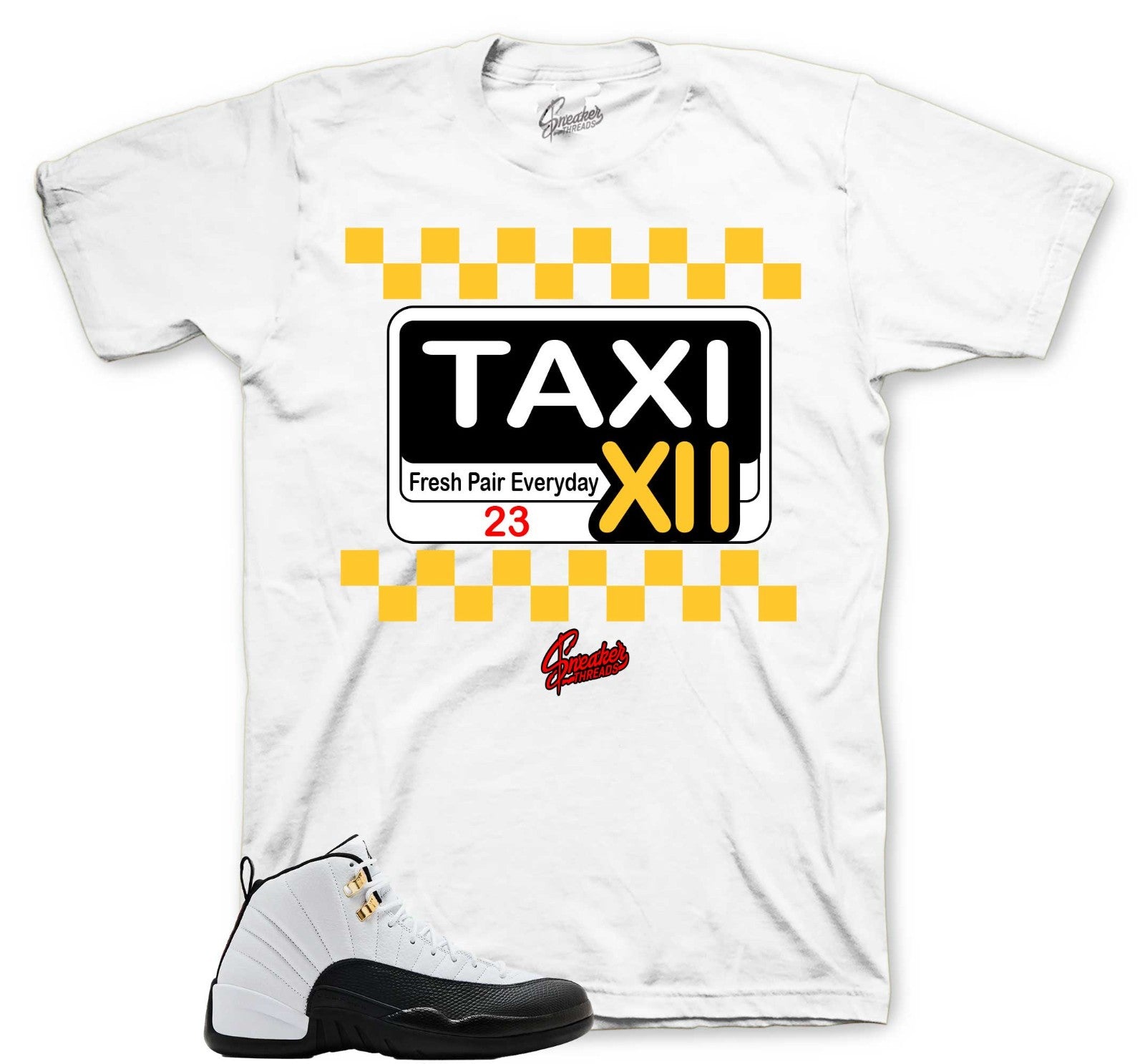 WHITE Shirts To Match Retro 12 Taxi Sneaker Tees For AJ12 - Service Shirt