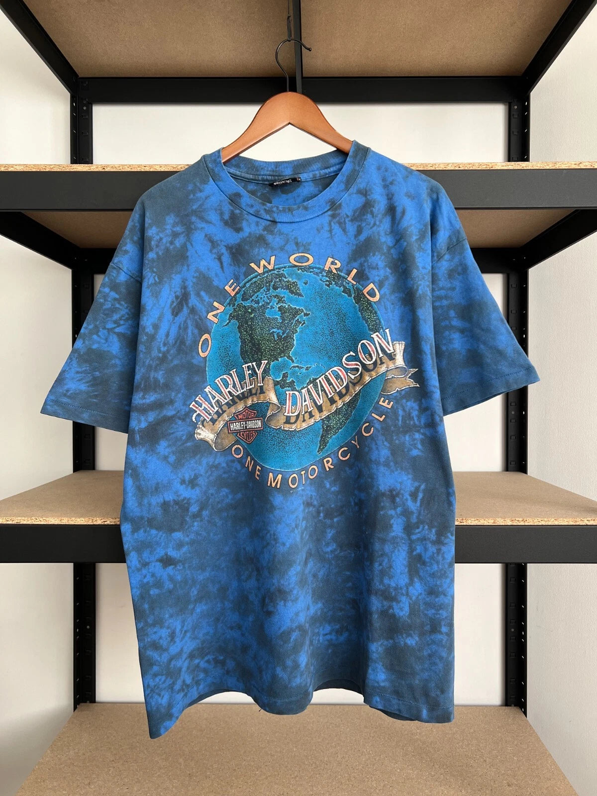 Vintage 90s Harley Davidson One Motorcycles One World Tie Dye T-shirt Sz XL
