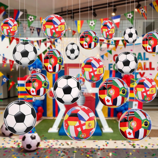 24 Pcs Large Soccer Hanging Decorations 12 Inch Soccer Party Banners Garland ...