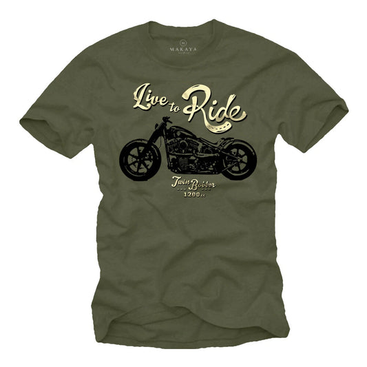 Motorcycle Mens T-Shirt with Custom Twin Bobber - Live to Ride Biker Men Shirt