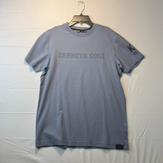 Kenneth Cole New York Mens Logo T Shirt Slate Blue Short Sleeve Stretch Tee
