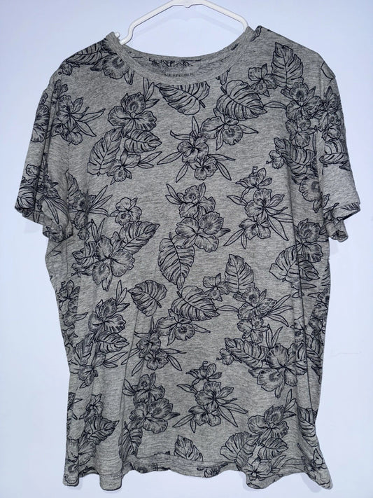Vintage Banana Republic T Shirt Mens Large Gray Blue Floral Lightweight Casual