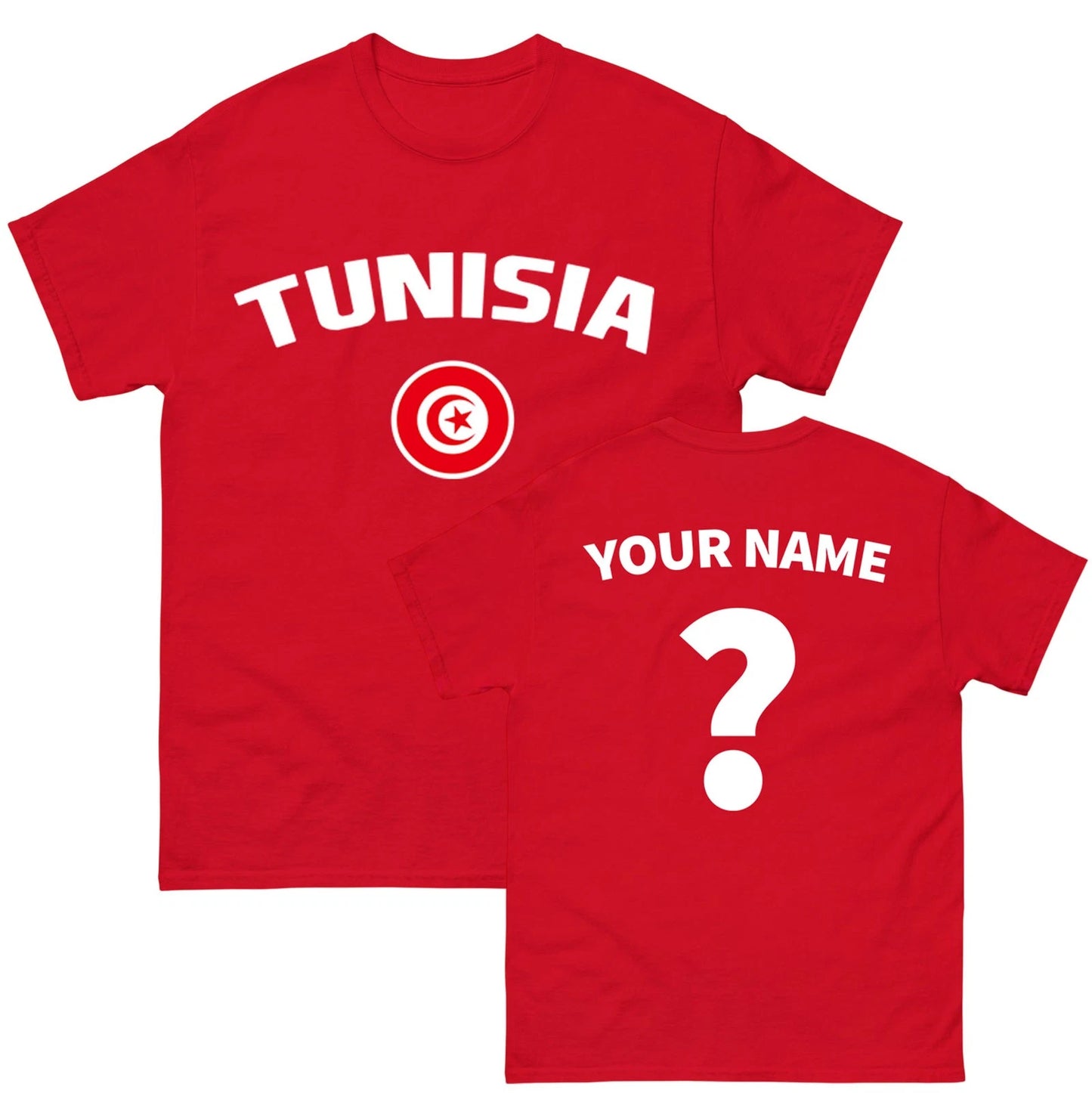 Tunisia football T Shirt, Personalised Tunisia Tee, Custom Name and Number Top