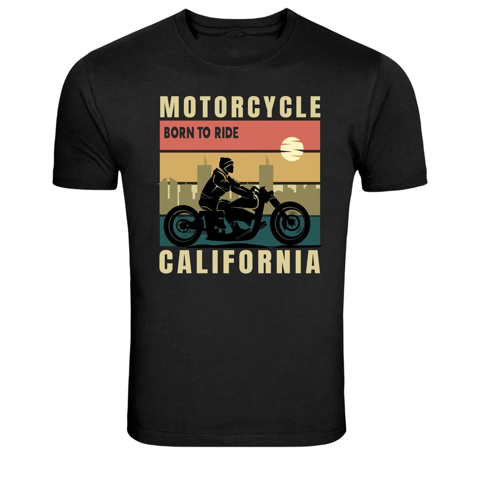 Motorcycle Born To Ride California Biker Graphic T Shirt