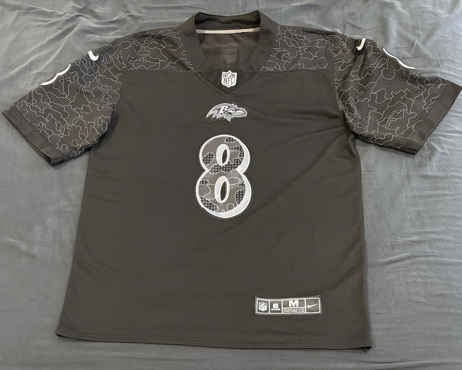 NFL Lamar Jackson Black Baltimore Ravens Camo Jersey Size M Stitched Exc Cond