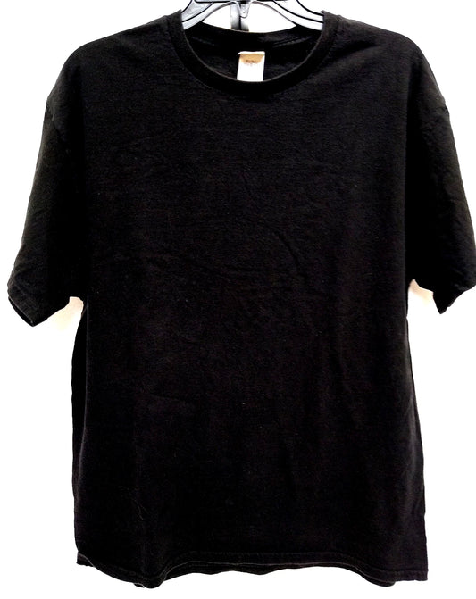 HANES Simple Black Short Sleeve Plain T-Shirt Size Large
