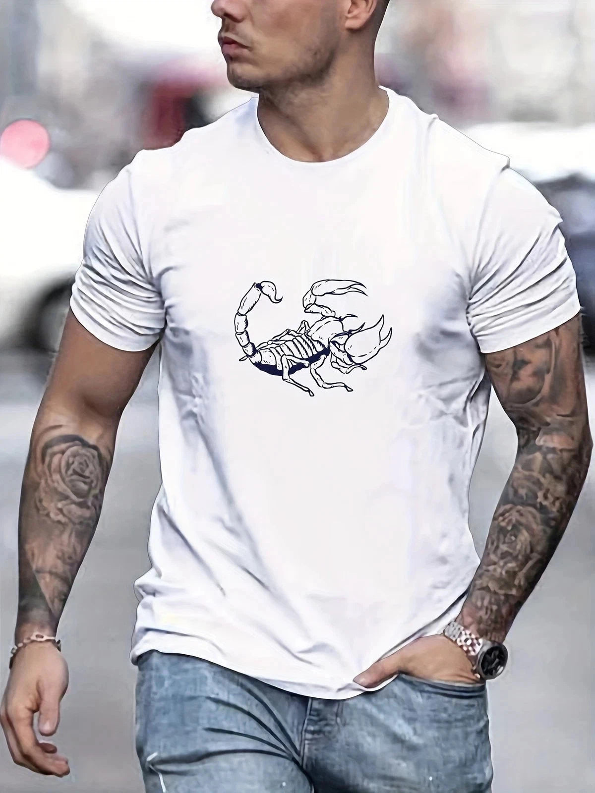Scorpion Drawing Pattern Men's T-shirt