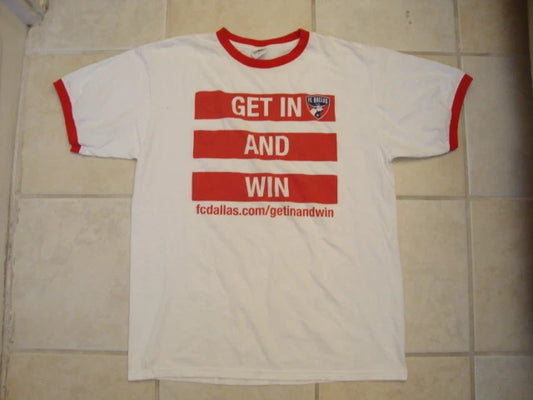 FC Dallas Get In And Win MLS  Soccer White T Shirt L