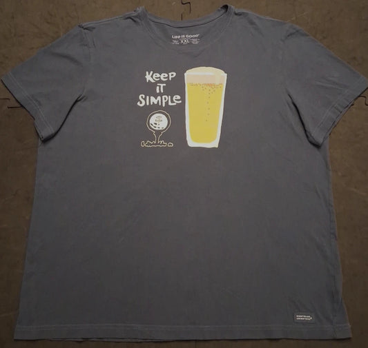 Men's 2XL Life Is Good Keep It Simple Golf & Beer Crusher Lite Graphic T Shirt