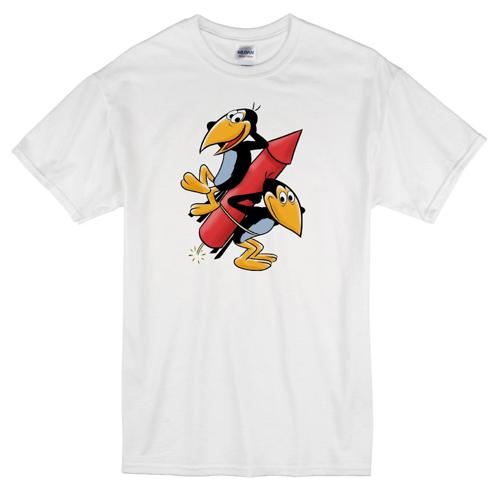 HECKLE AND JECKLE CARTOON MAGPIES COMEDY CROWS VINTAGE RETRO TV WHITE T-SHIRT