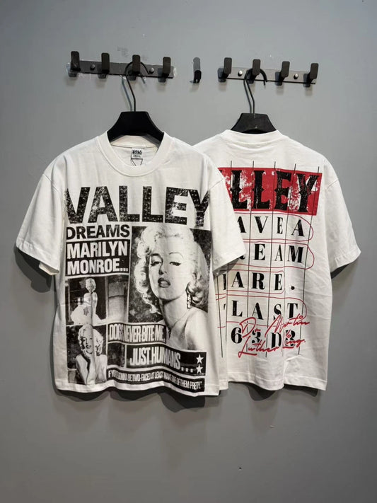 VALLEY DREAMS Washed Vintage Print Oversized Short Sleeve T-Shirt