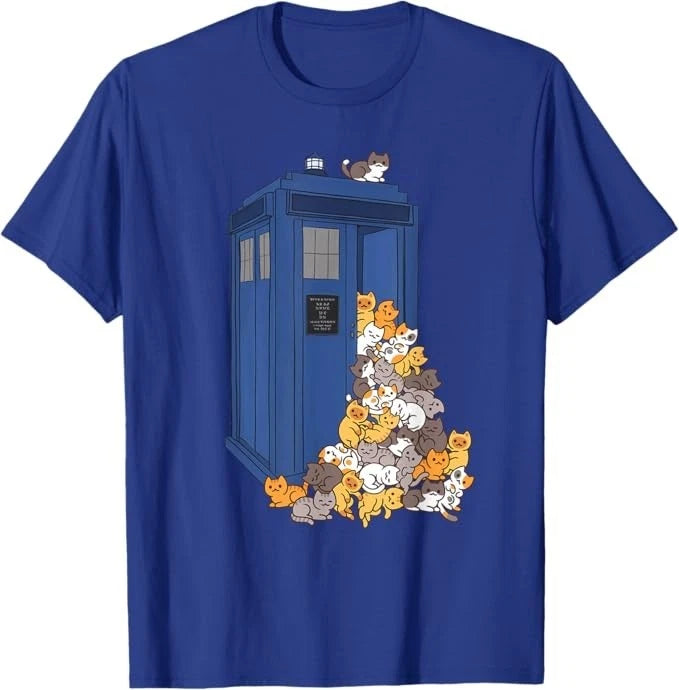 Tardis Funny Cats Vintage Retro Kitten Box T-Shirt