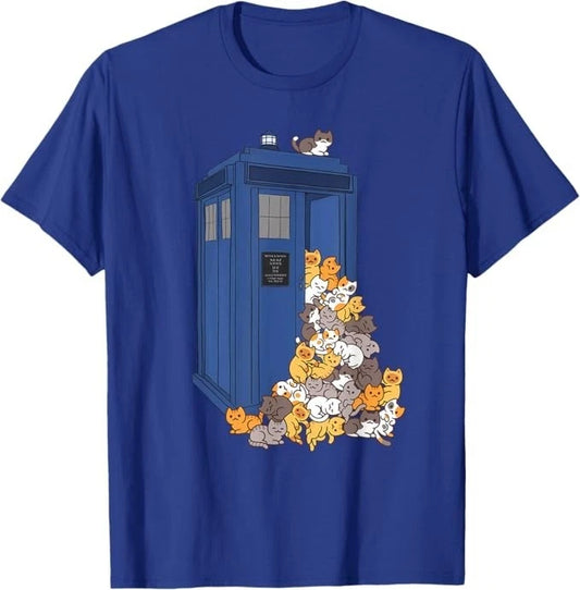 Tardis Funny Cats Vintage Retro Kitten Box T-Shirt