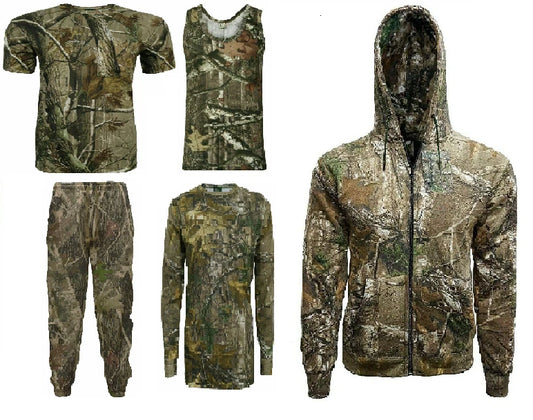 MENS CAMOUFLAGE PRINTED JUNGLE T-SHIRT REALTREE CAMO PRINT LONG SHORT TOP S-8XL