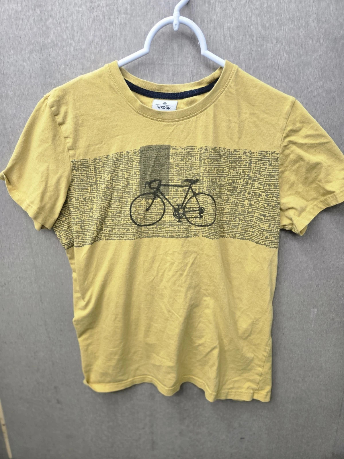 WROGN Mens Medium Yellow Bicycle Graphic T Shirt Crew Neck Casual Tee