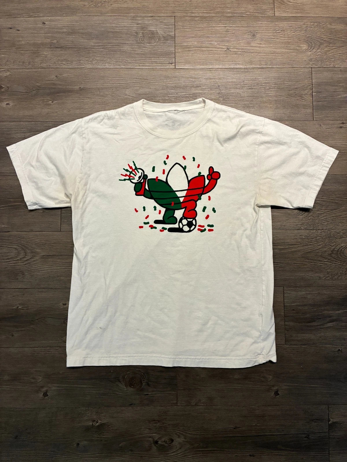 adidas Original Mexico City Soccer Trefoil Tee Large Men White Graphic Futbol