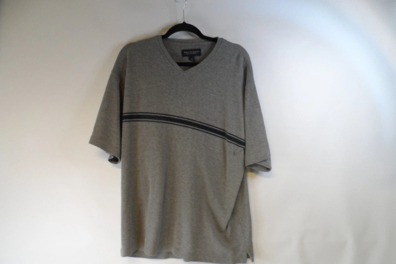Britches T-Shirt Men's XL Gray Knit V-Neck Regular Fit Short Sleeve Pullover