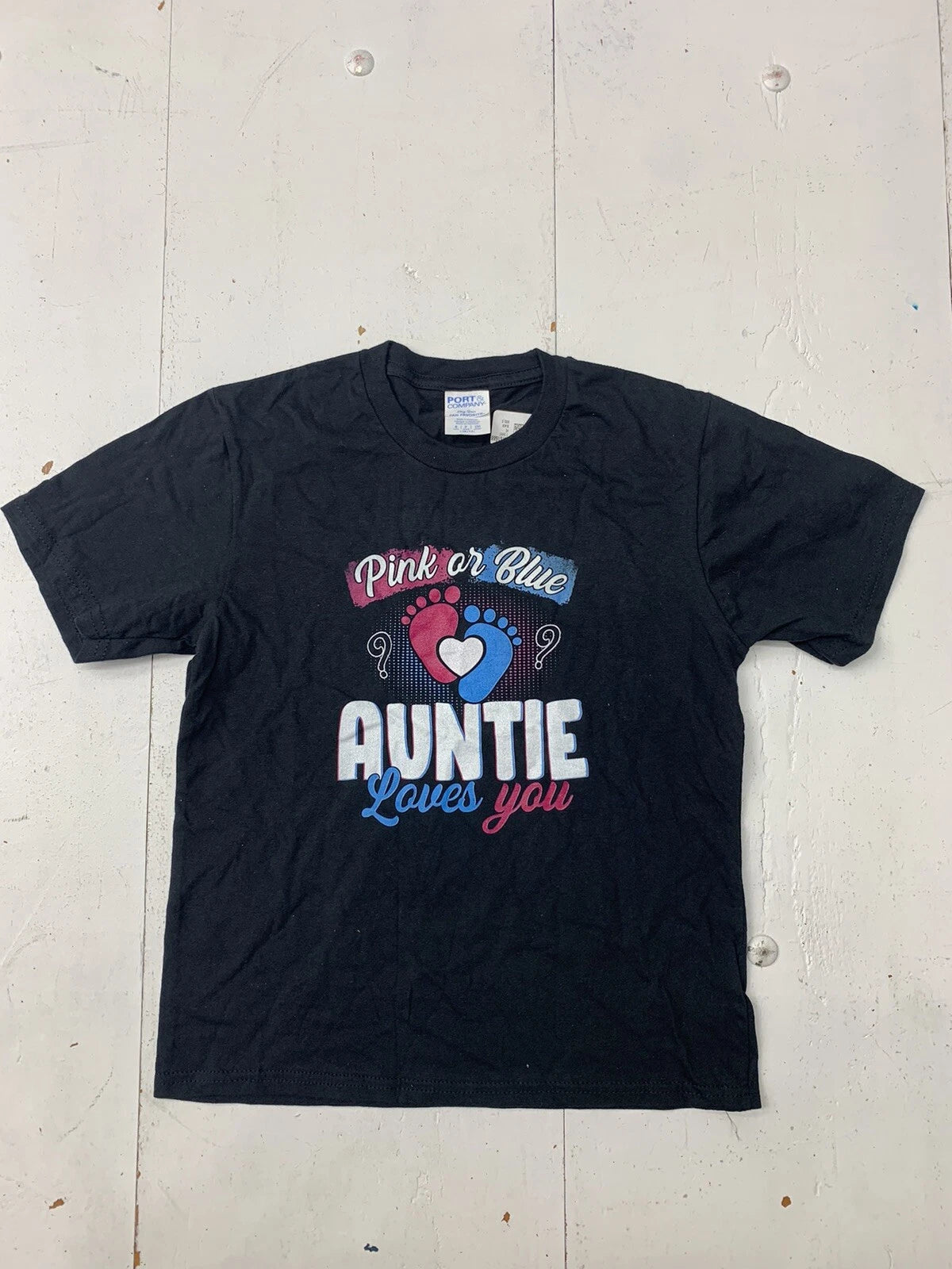Custom Graphic Auntie Short Sleeve Shirt Black Kids Size Small