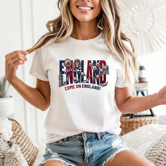 Come On England T-Shirt - Football British Pride Soccer Fan Gift Unisex Tee Top