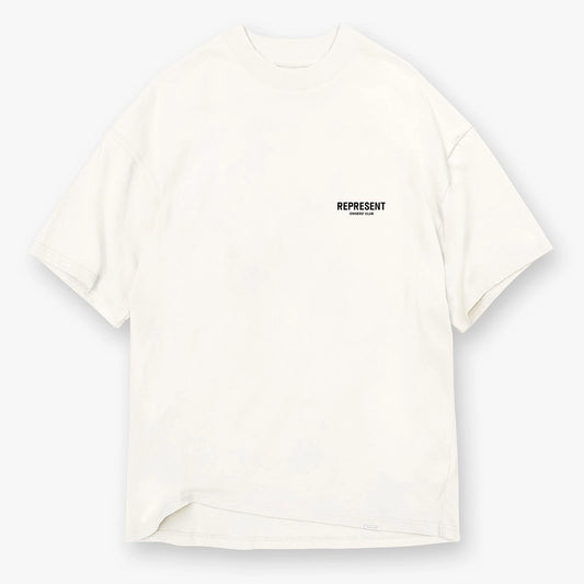 REPRESENT Owners Club Oversized Fit T-Shirt Mens XS Flat White Crewneck Pullover