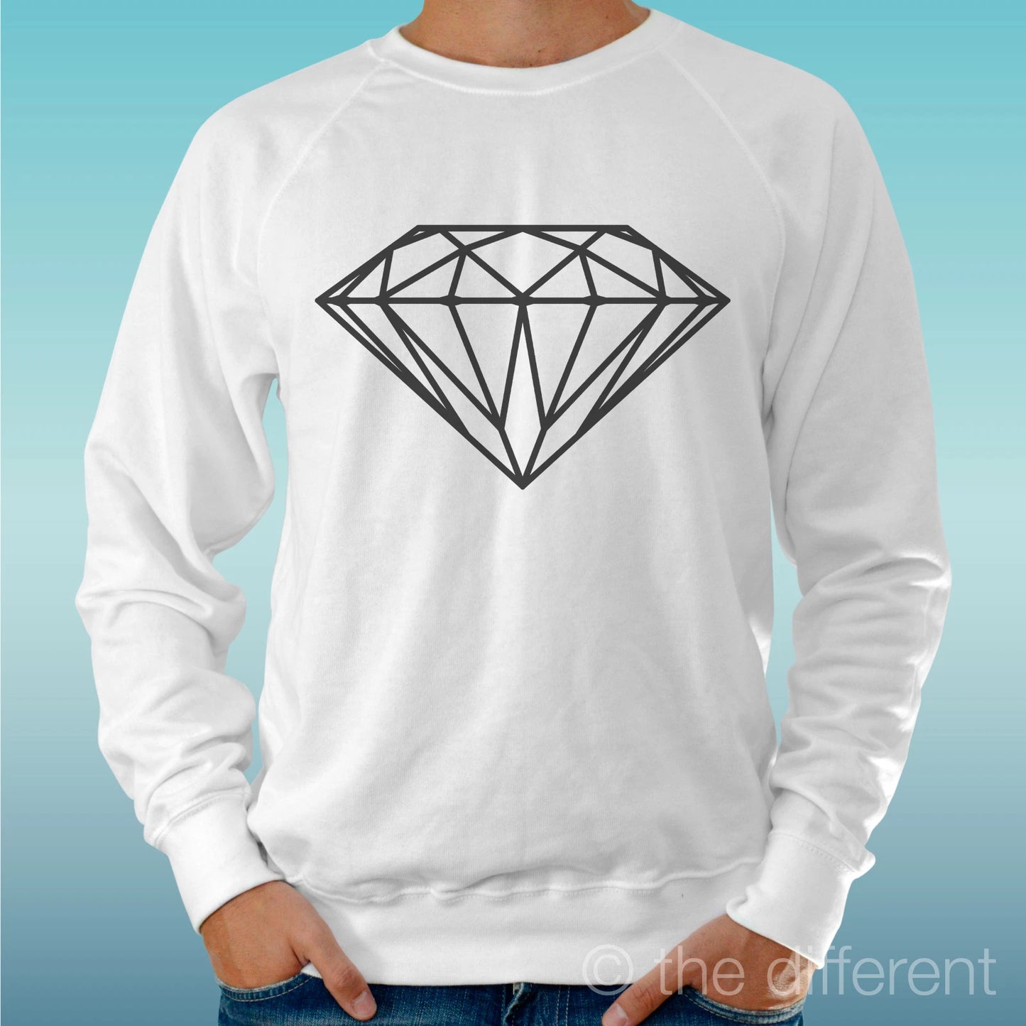 Felpa Man Light Sweater White " Diamond Draw " Road To Happiness