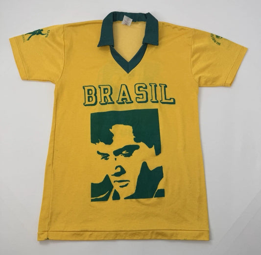 Vintage 80s Elvis Presley Brasil Fan Club Soccer Style Jersey T-Shirt RARE M