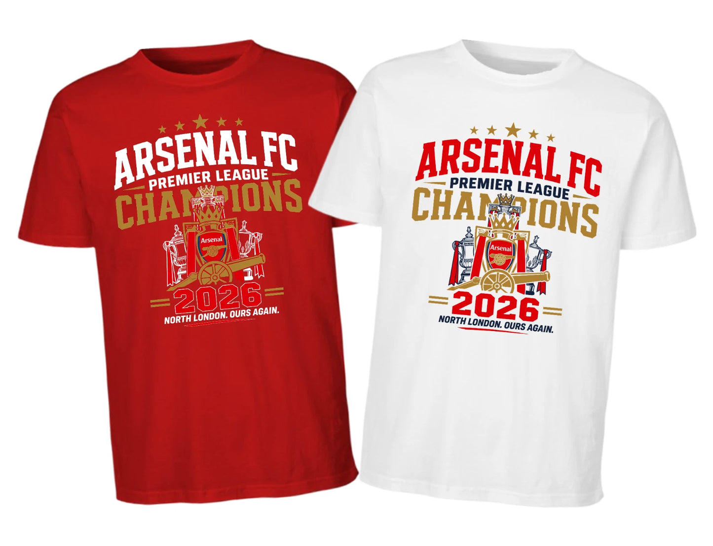 Arsenal FC Champions 2026 T-Shirt Premier League Winners Football Fan Unisex Tee
