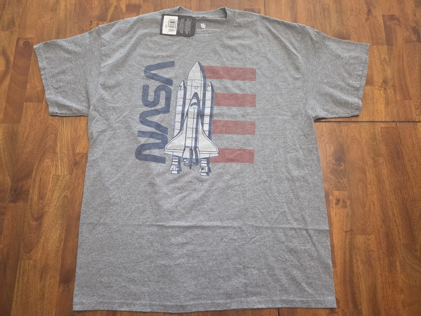 NWT Junk Food NASA MEN'S Oversized T-Shirt LARGE 100% Cotton Gray Graphic Tee
