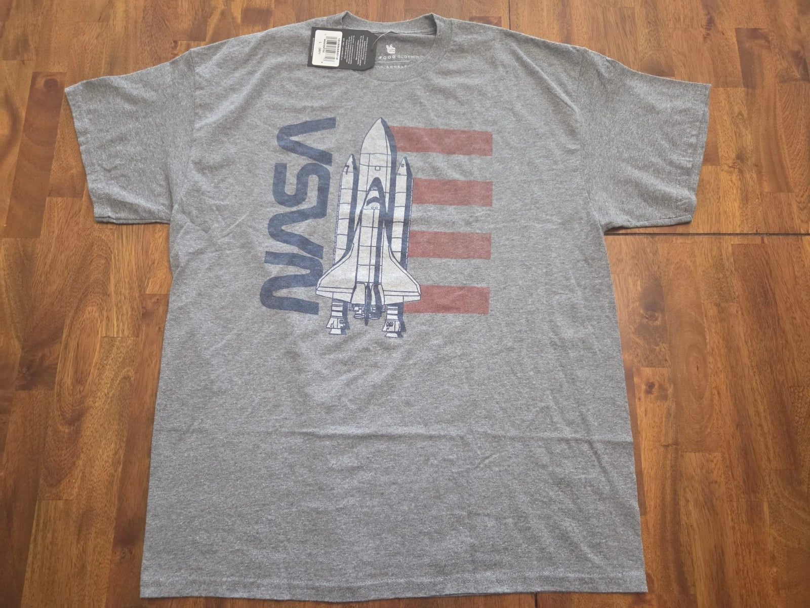NWT Junk Food NASA MEN'S Oversized T-Shirt LARGE 100% Cotton Gray Graphic Tee