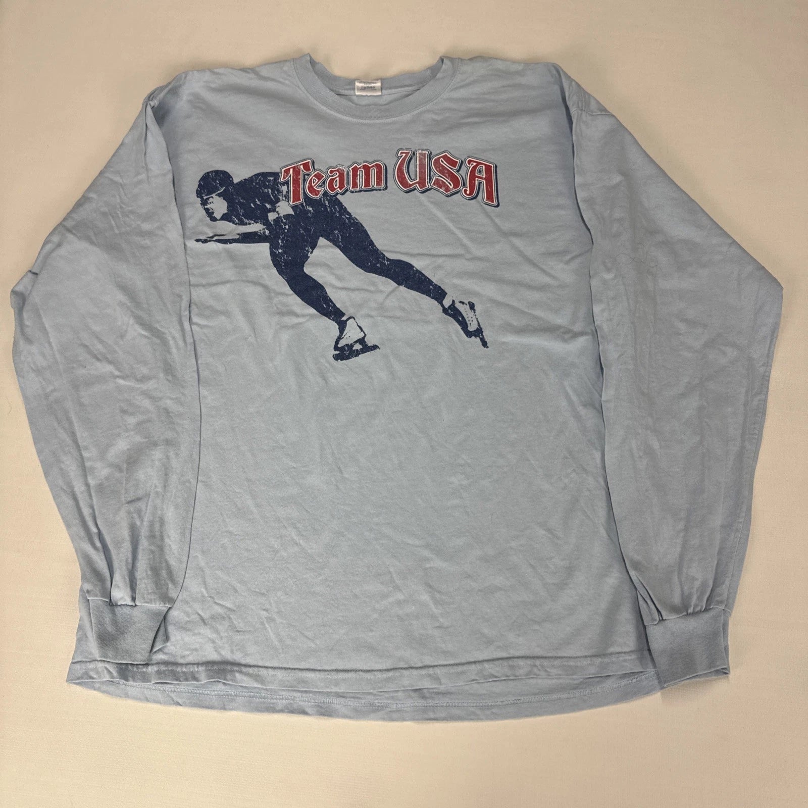 Vintage VANCOUVER OLYMPICS T Shirt Adult 2XL Light Blue Long Sleeve Team USA