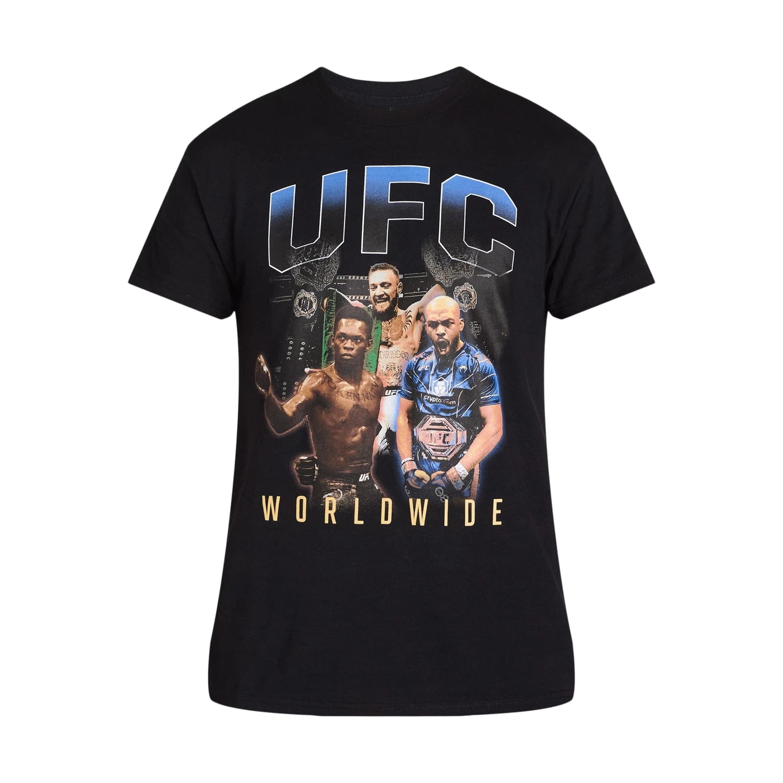 UFC Worldwide Men's Black Graphic Short Sleeve Crewneck T-Shirts Tee: S-3XL