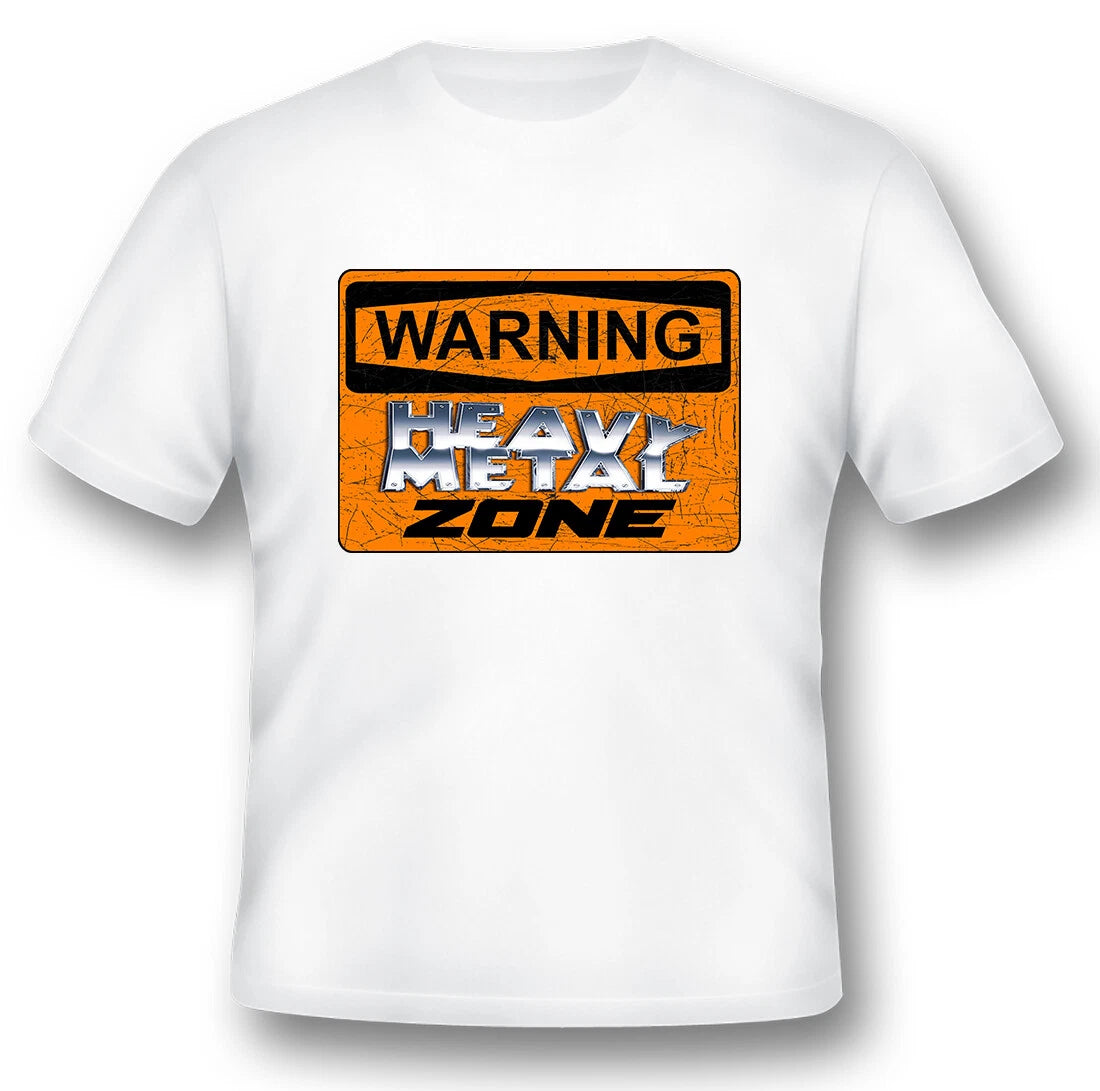 Warning heavy metal Rock n roll metal black or white tee