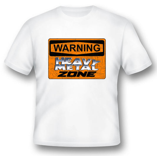 Warning heavy metal Rock n roll metal black or white tee