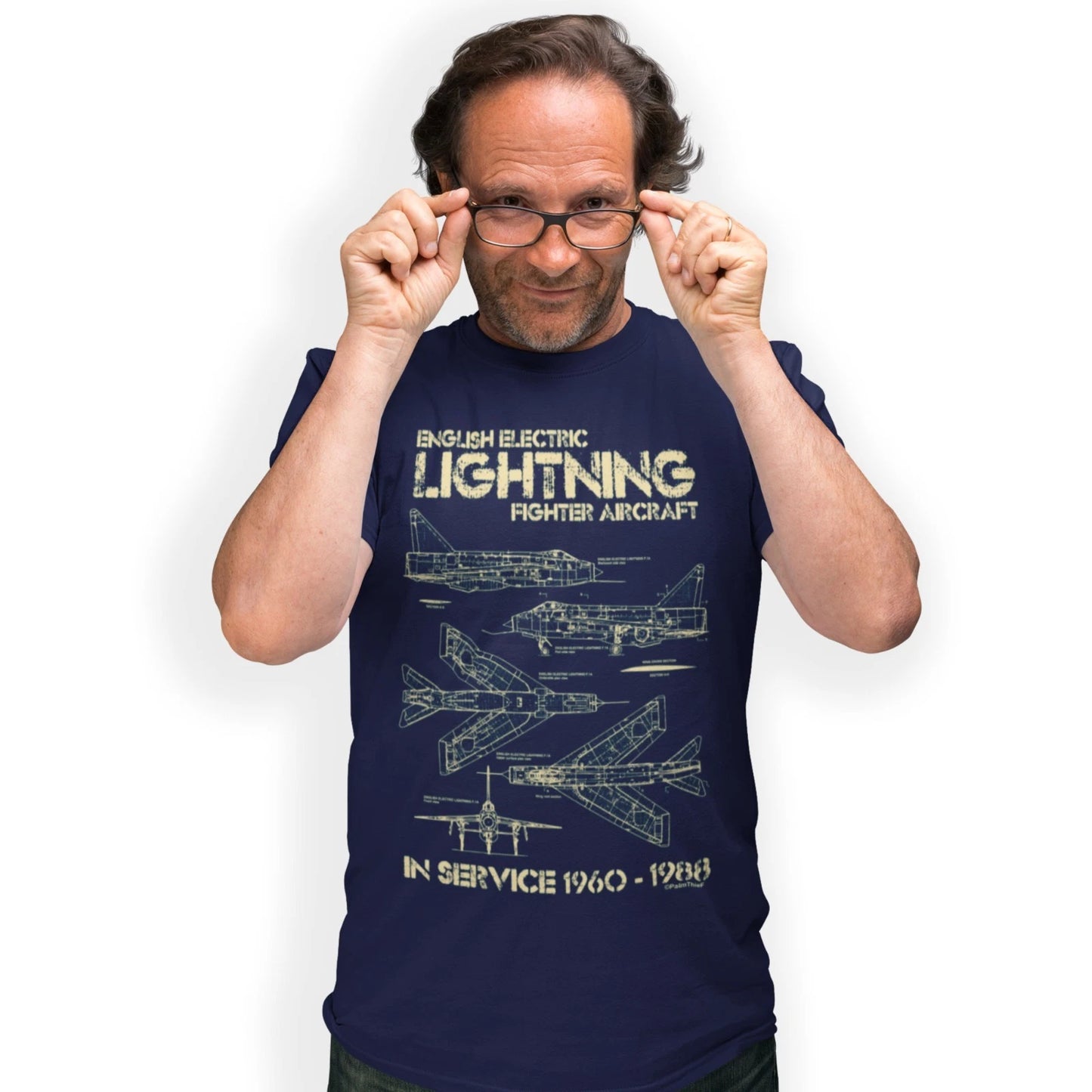 English Electric Lightning Blueprint T-Shirt Classic Fighter Jet Size S - 5XL