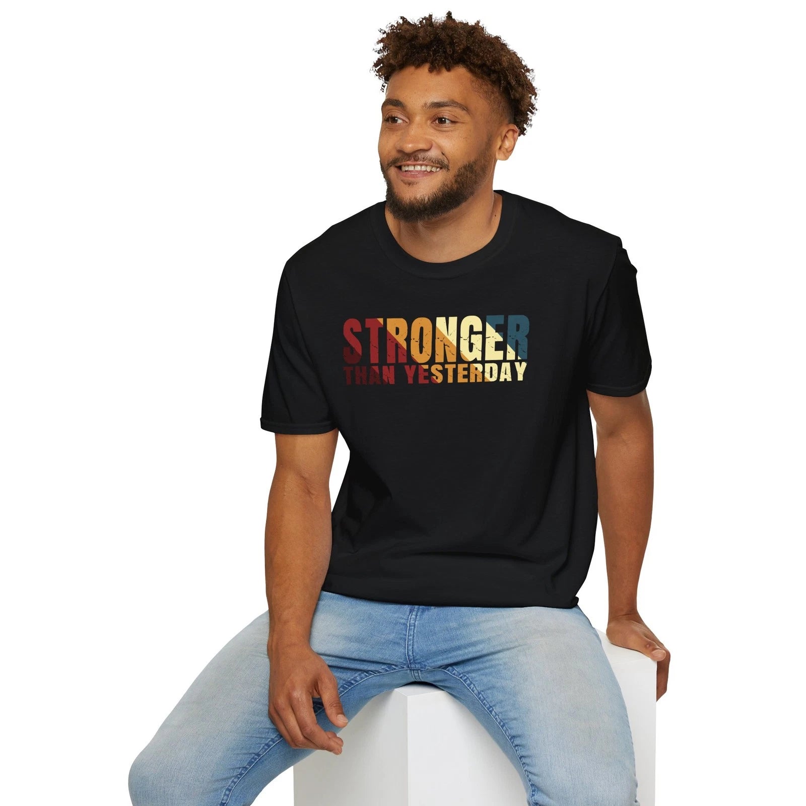 Stronger Than Yesterday T-shirt Inspirational Workout Fitness Positive Mindset