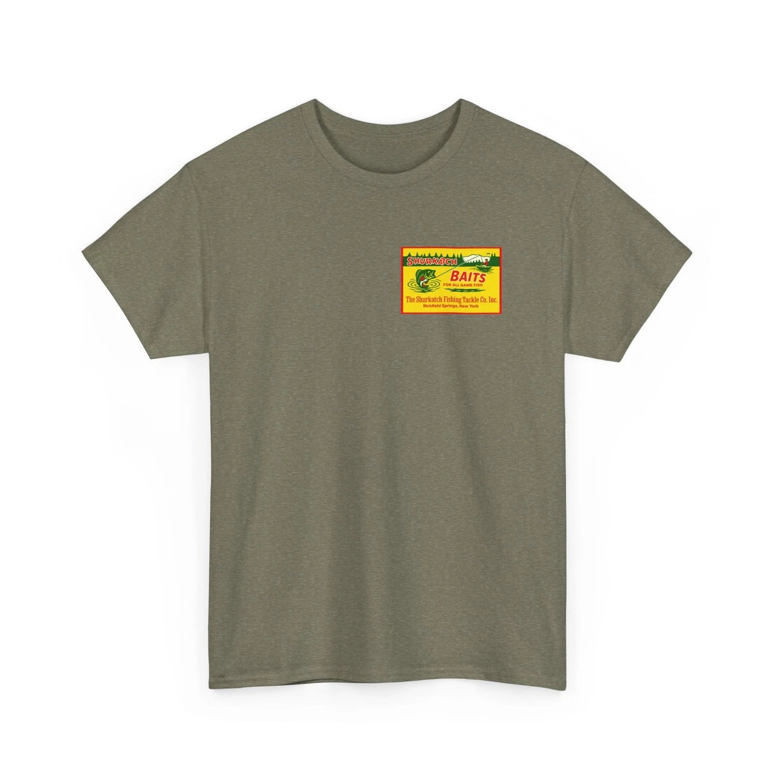 Shurkatch Baits Richfield Springs NY Vintage Fishing Lure Graphic T-Shirt  NEW