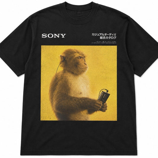 Vintage Monkey Music Graphic T-Shirt | Retro Audio Listener Tee