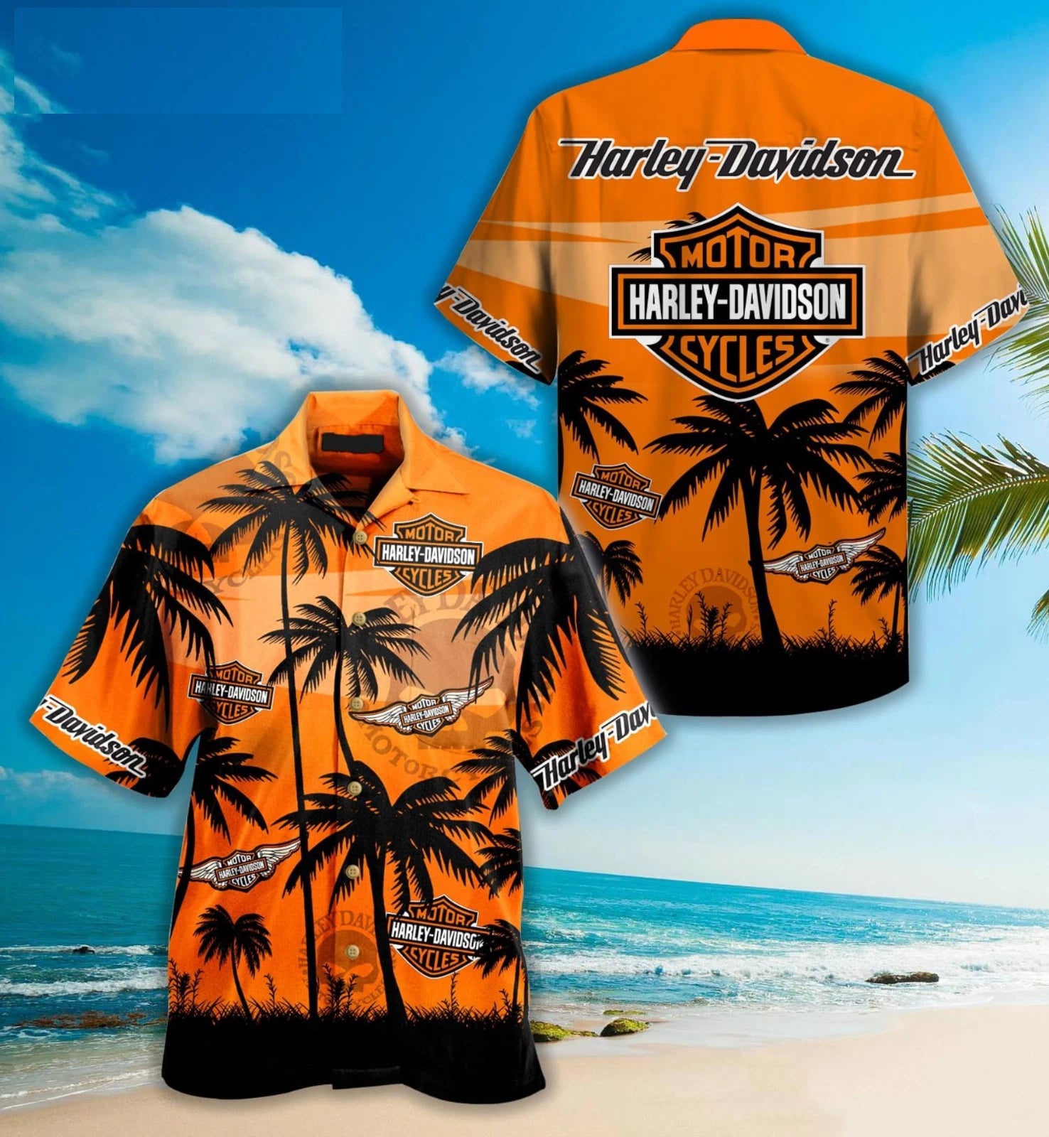 Hawaiian Shirt Men Vintage Motorcycle Harly-Davidson Shirt, Biker shirt