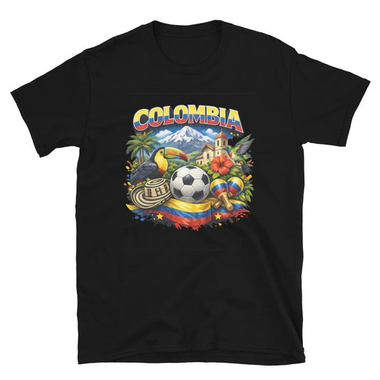 Colombia Passion World Cup Football Fan T-Shirt  Yellow, Blue & Red Unisex