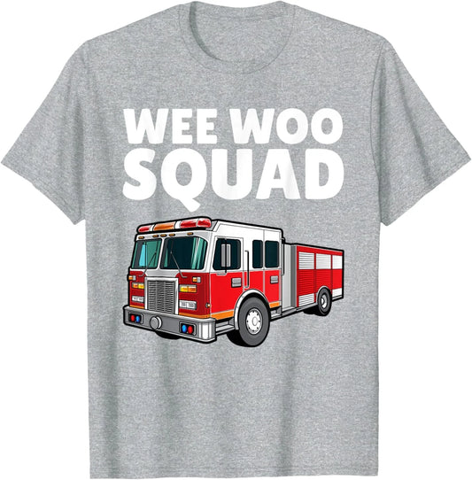 Funny Firefighter Art For Men Women Kids Fire Truck Fireman T-Shirt
