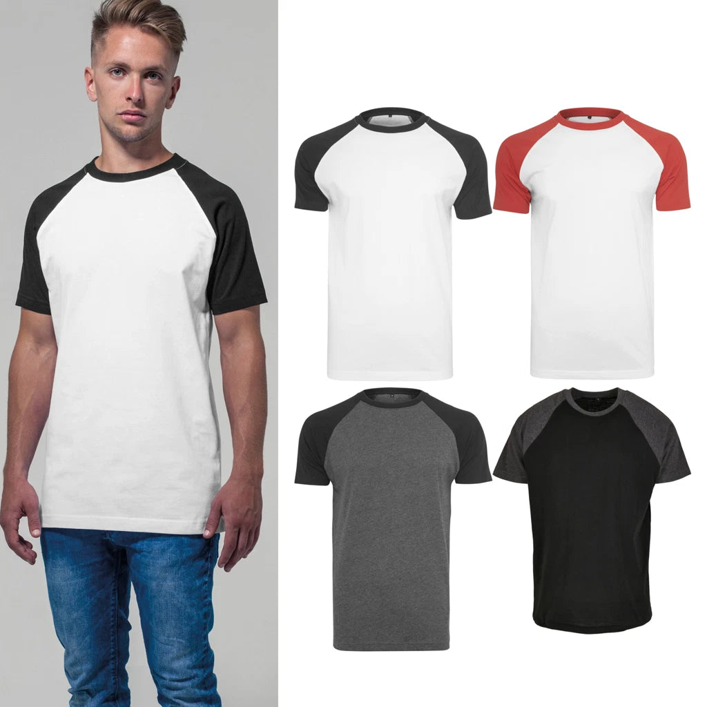 Build Your Brand Raglan contrast tee - Contrast raglan sleeves