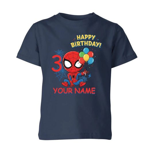 Personalised Birthday Superhero Kids T Shirt Boys Girls Custom Name Age Tee