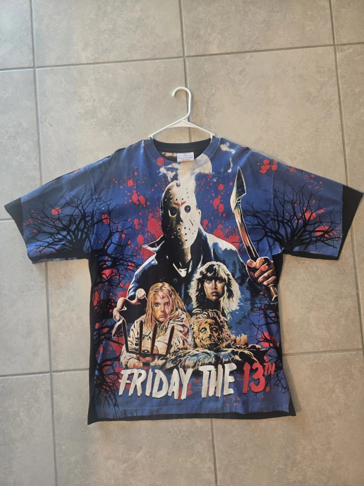 FRIDAY THE 13TH ALL OVER PRINT SHIRT XL MODERN PRINT VINTAGE TEE