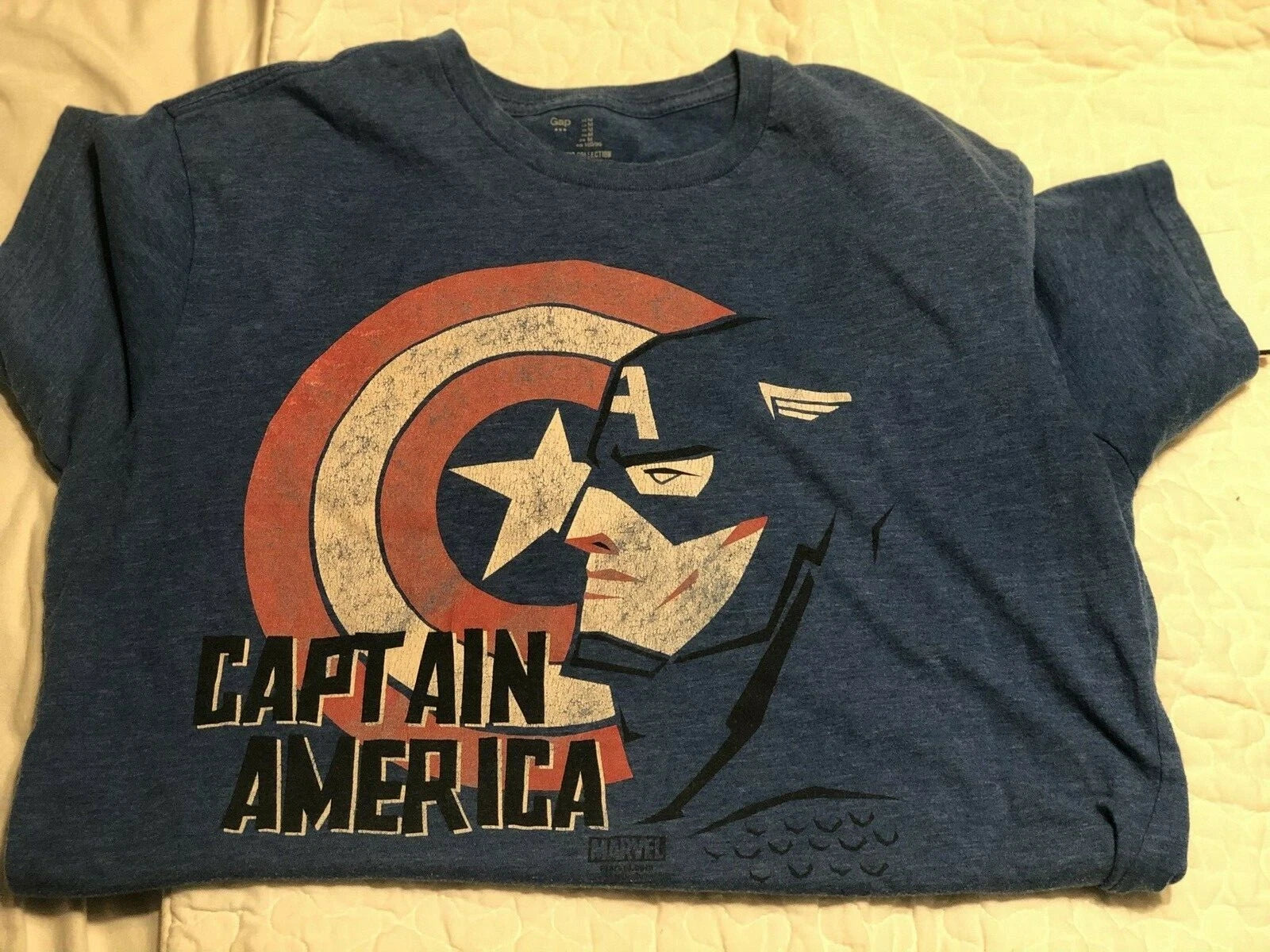 GAP Captain America Marvel Shirt Blue Graphic Authentic Collection Size Medium